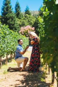 Pedida de mano en viñedo
