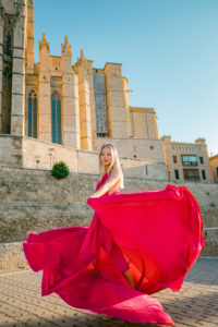 Flying dress photoshoot Mallorca Spain