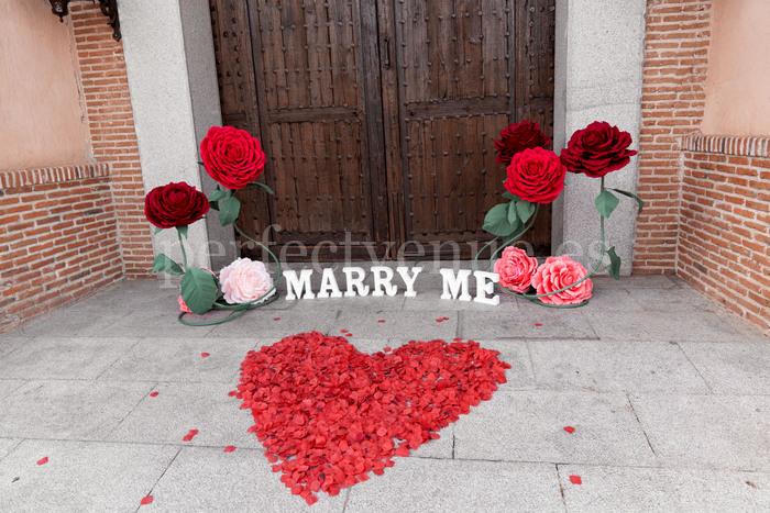 Pedida de mano sorpresa con flores XXL / Photo via Weddings and Events by Natalia Ortiz