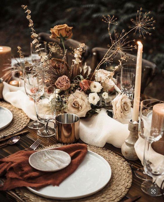 mesa banquete marron beige