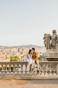 pedida de mano en Barcelona en el mirador de Montjuic