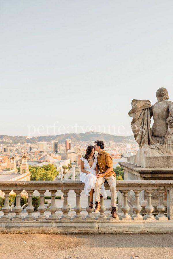 pedida de mano en Barcelona en el mirador de Montjuic