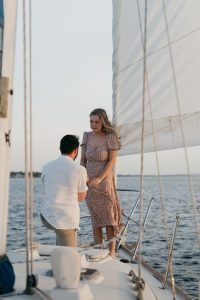 marriage proposal in Barcelona on a sailboat