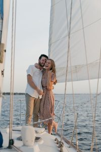 marriage proposal in Barcelona on a sailboat