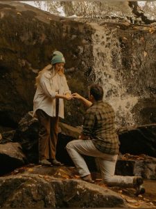 Pinterest marriage proposal in a waterfall