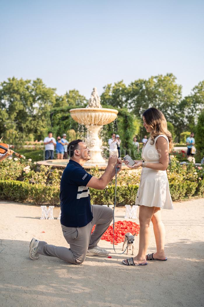 Pedida de mano en la Rosaleda del Retiro / Foto vía Natalia Ortiz Events