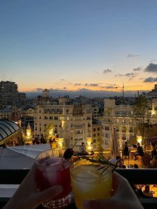 Romantic dinner on a rooftop in Madrid