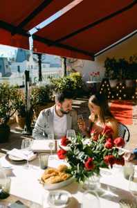 Romantic dinner on a rooftop in Madrid
