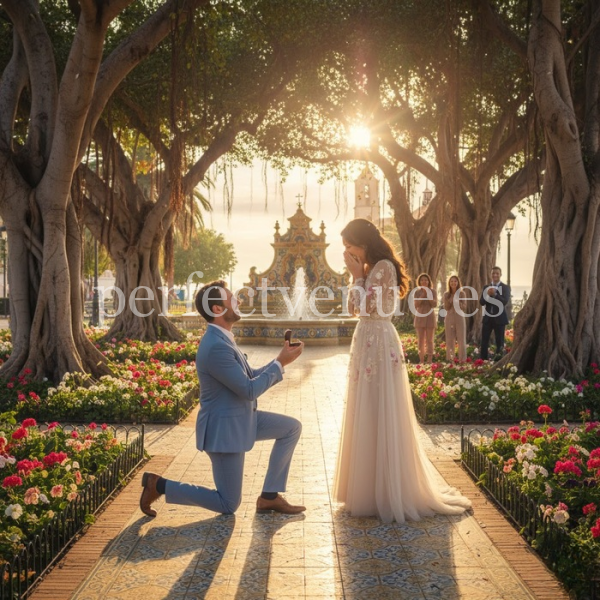 Marriage proposal in Marbella at Alameda Park / Photo via Perfect Venue