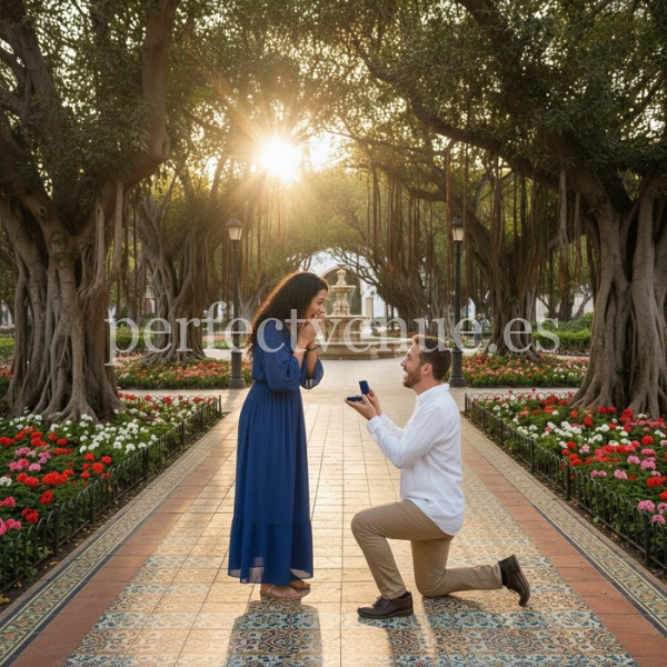 Marriage proposal in Marbella at Alameda Park / Photo via Perfect Venue