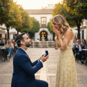 Marriage proposal in Marbella at Plaza de los Naranjos / Photo via Perfect Venue