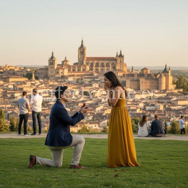 Marriage proposal in Segovia at the Mirador de la Pradera de San Marcos / Photo via Perfect Venue