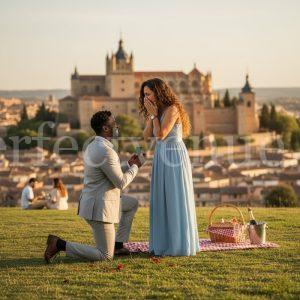 Marriage proposal in Segovia at the Mirador de la Pradera de San Marcos / Photo via Perfect Venue