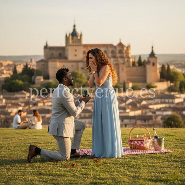 Marriage proposal in Segovia at the Mirador de la Pradera de San Marcos / Photo via Perfect Venue
