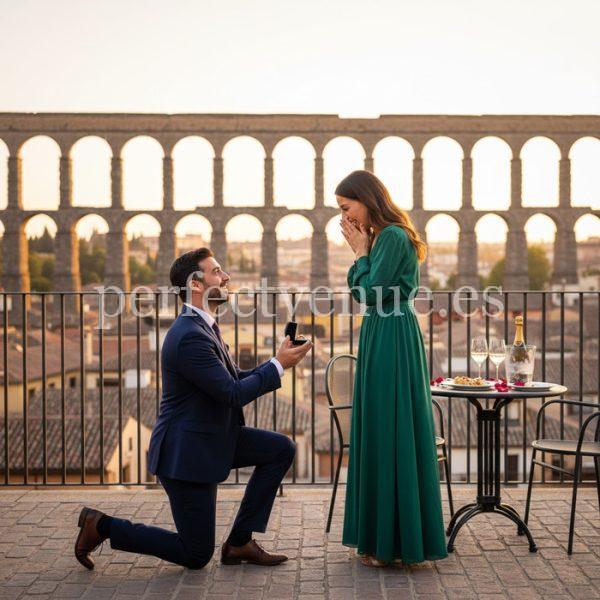Marriage proposal in Segovia at the Villena Restaurant / Photo via Perfect Venue