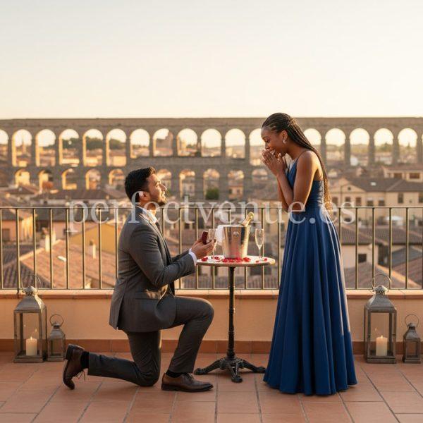 Marriage proposal in Segovia at the Villena Restaurant / Photo via Perfect Venue