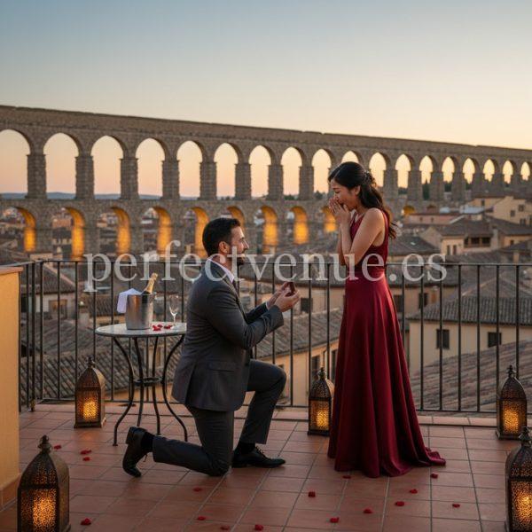 Marriage proposal in Segovia at the Villena Restaurant / Photo via Perfect Venue