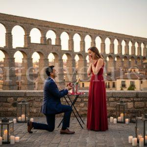 Marriage proposal in Segovia with views of the aqueduct / Photo via Perfect Venue