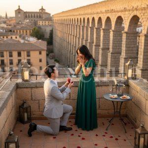 Marriage proposal in Segovia with views of the aqueduct / Photo via Perfect Venue