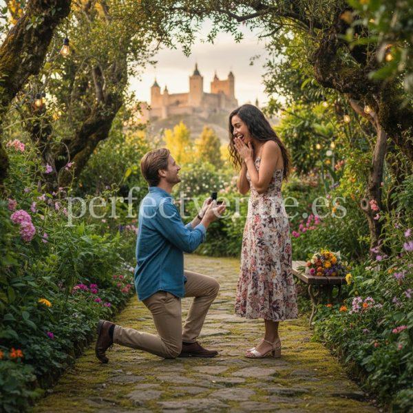 Marriage proposal in Segovia's Botanical Garden / Photo via Perfect Venue