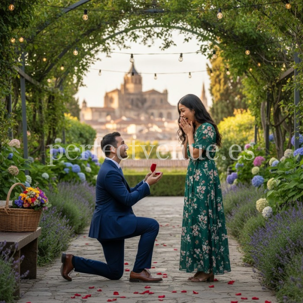 Marriage proposal in Segovia's Botanical Garden / Photo via Perfect Venue