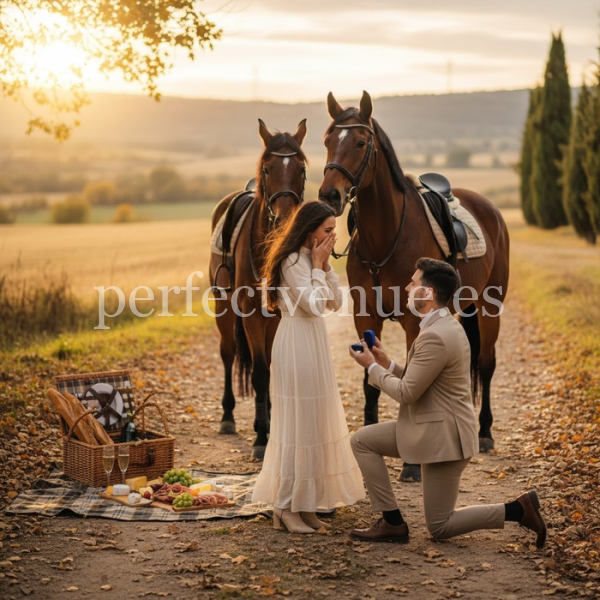 Marriage proposal with horseback riding in Madrid / Photo via Perfect Venue