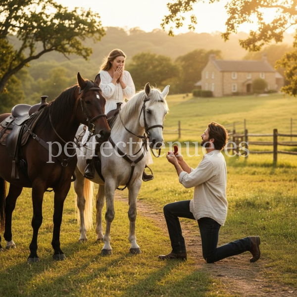 Marriage proposal with horseback riding in Madrid / Photo via Perfect Venue