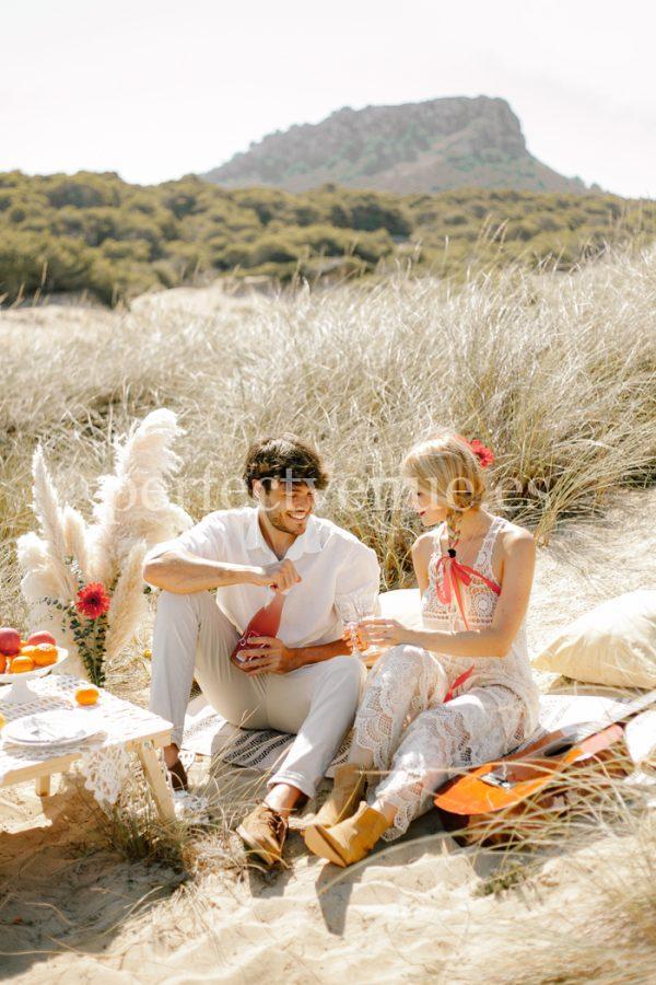 Romantic Boho Elopement in Mallorca Dunes : natalia ortiz events