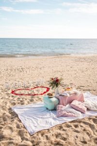 Marriage proposal with picnic in the beach / Perfect Venue