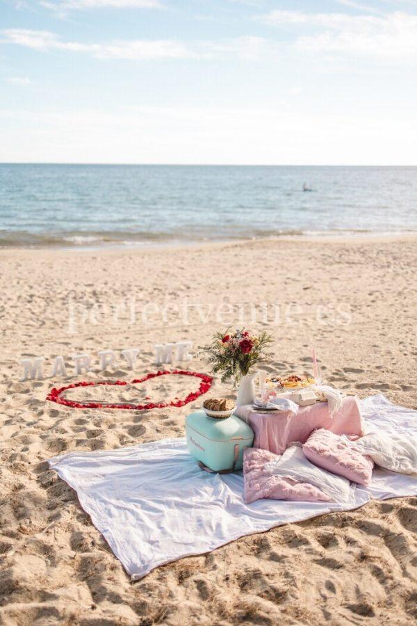 Marriage proposal with picnic in the beach / Perfect Venue